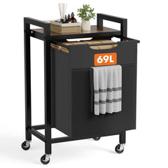 Laundry Hamper with Pull-Out Removable Bags and Movable Wheels