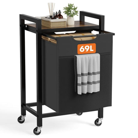 Laundry Hamper with Pull-Out Removable Bags and Movable Wheels