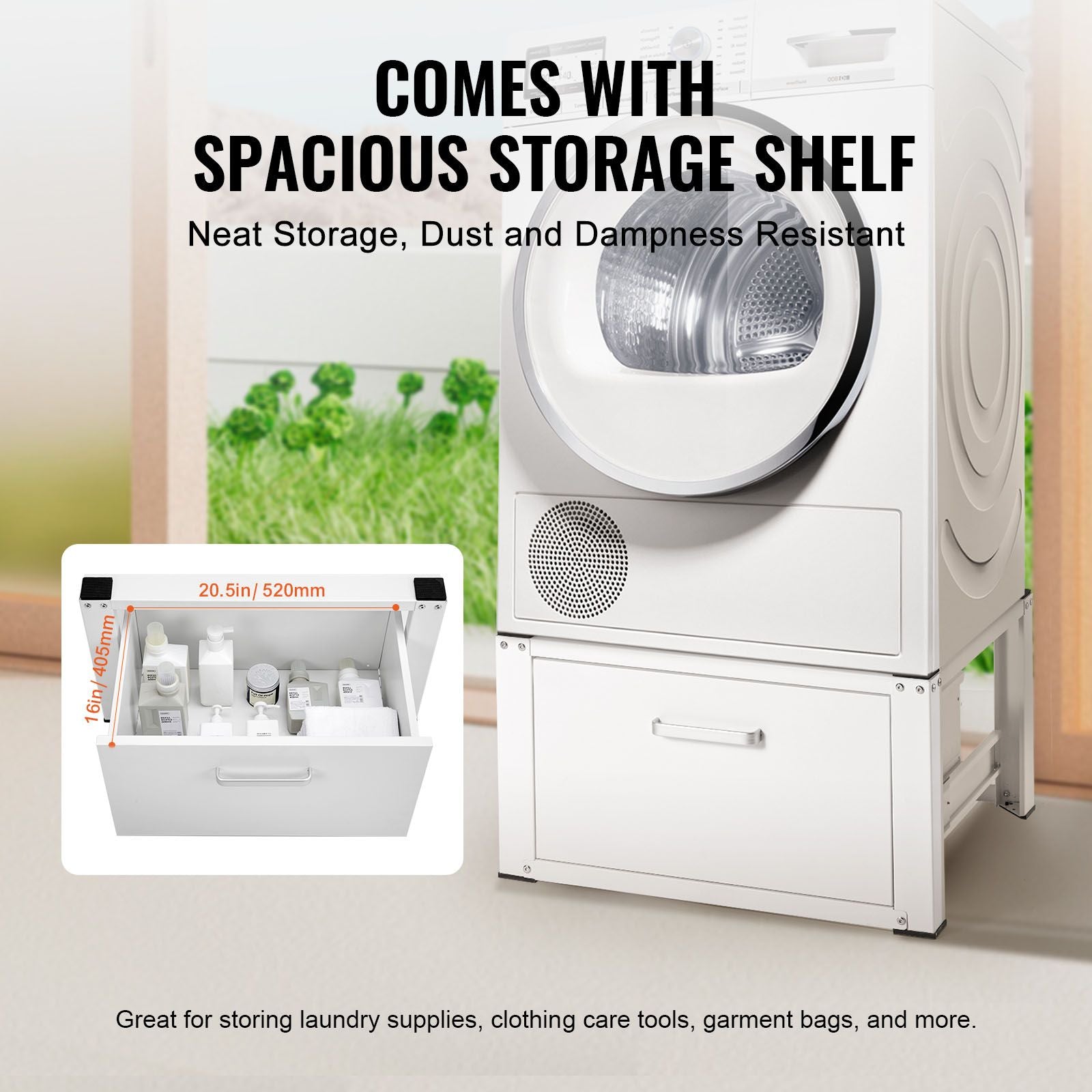 Laundry Pedestal with Drawer – Universal Fit for Standard Washers and Dryers