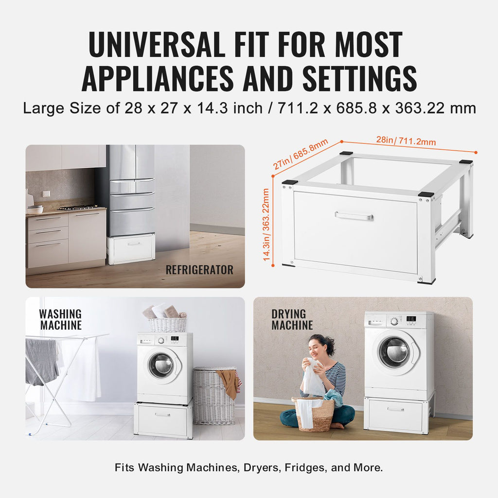 Laundry Pedestal with Drawer – Universal Fit for Standard Washers and Dryers