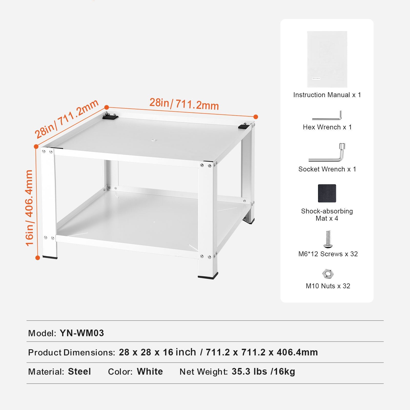 Laundry Pedestal with Storage Shelf – Universal Fit for Washers and Dryers