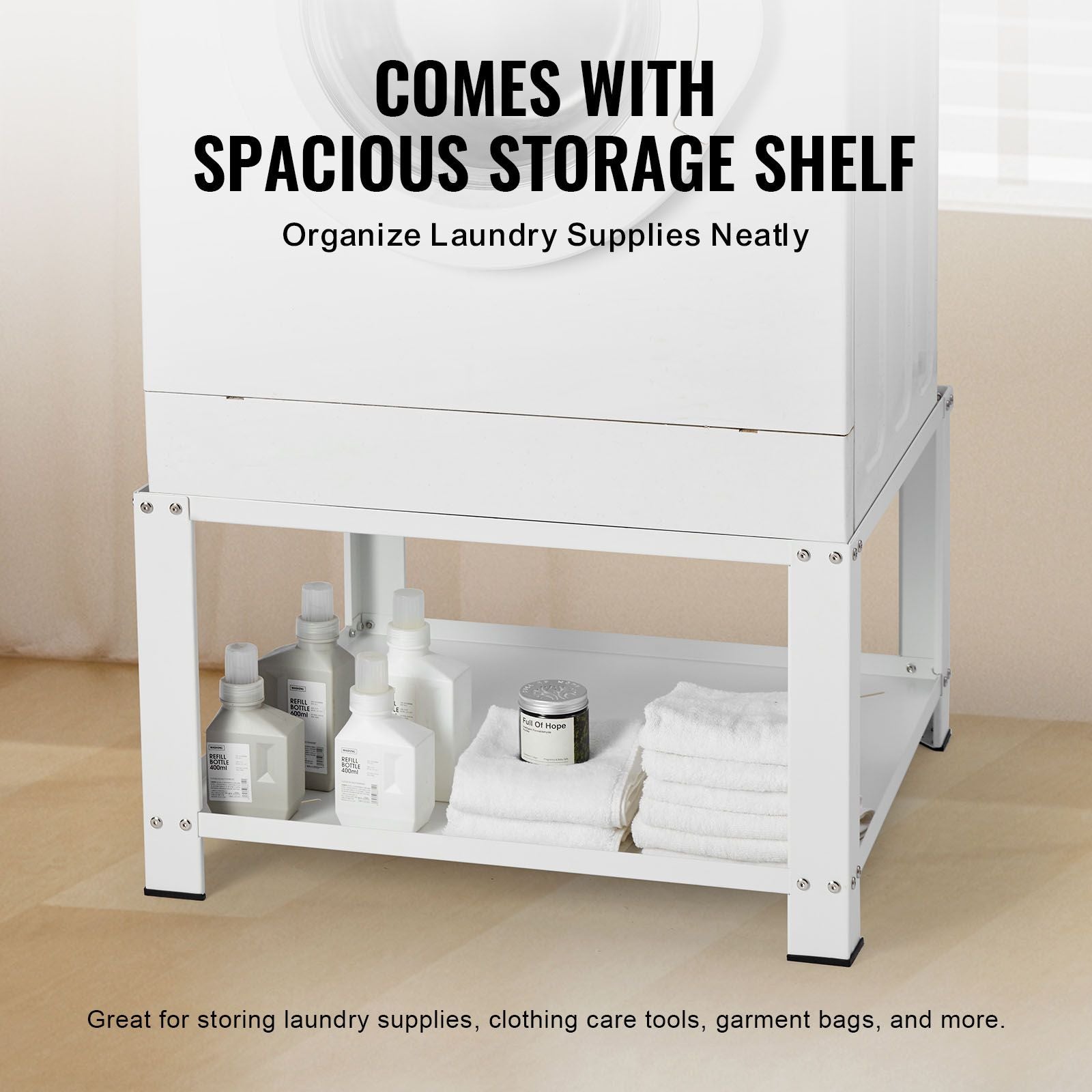 Laundry Pedestal with Storage Shelf – Universal Fit for Washers and Dryers