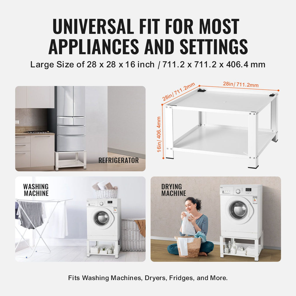 Laundry Pedestal with Storage Shelf – Universal Fit for Washers and Dryers