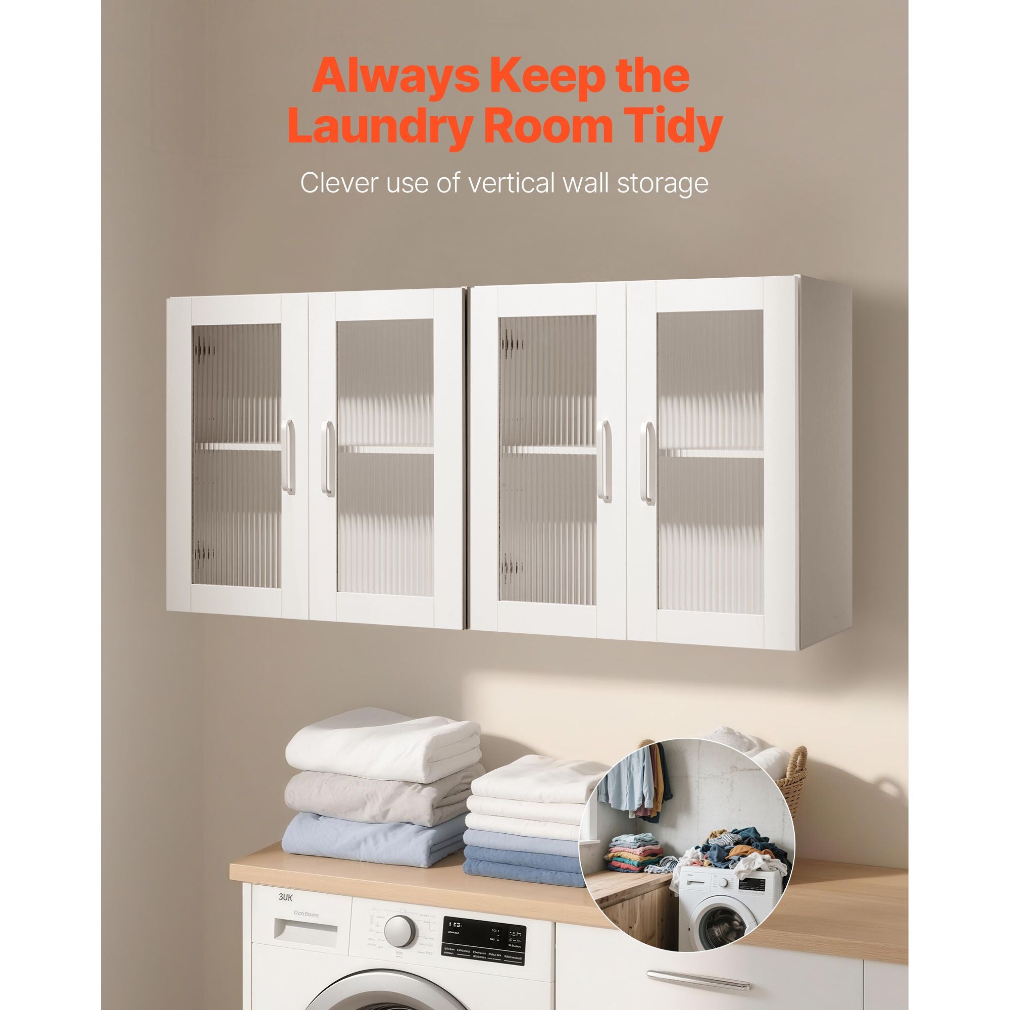 Maximize Vertical Space with 2-Tier Wall-Mounted Laundry Cabinet