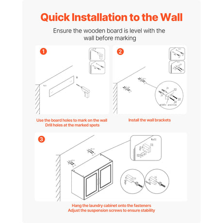 Wall-Mounted Laundry Cabinet with Adjustable Shelves