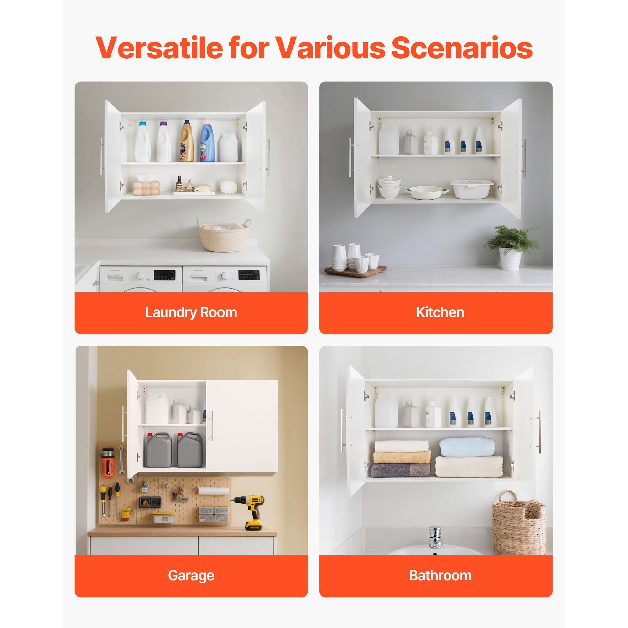 Wall-Mounted Laundry Cabinet with Adjustable Shelves