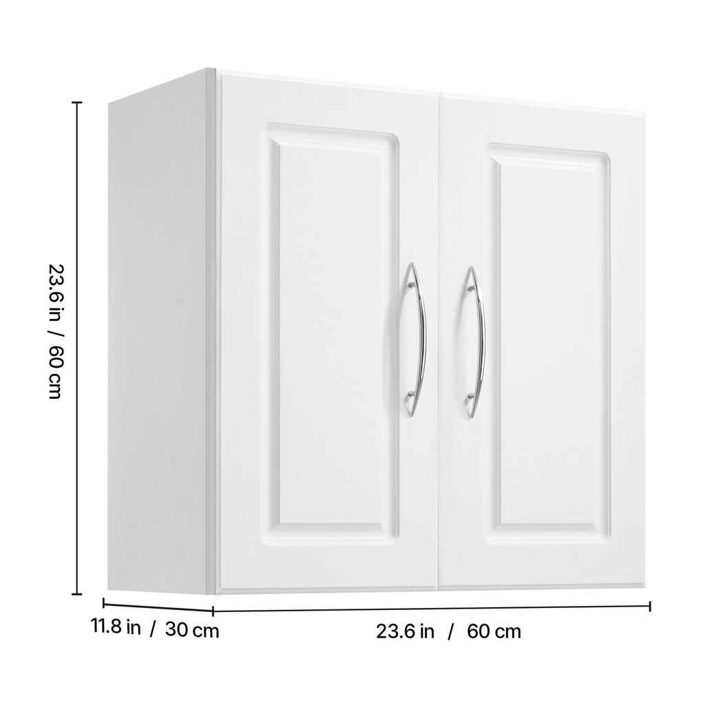 Laundry Room Wall Cabinet – 2-Tier Hanging Storage with Adjustable Shelves and Soft-Close Doors