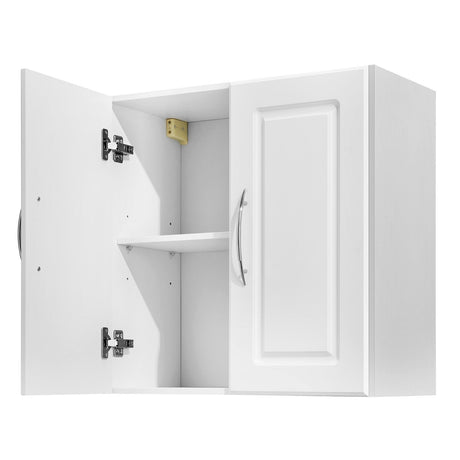 Laundry Room Wall Cabinet – 2-Tier Hanging Storage with Adjustable Shelves and Soft-Close Doors