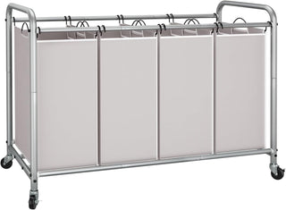 4-Section Laundry Sorter with Removable Bags and Wheels