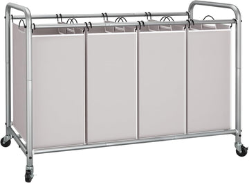 4-Section Laundry Sorter with Removable Bags and Wheels