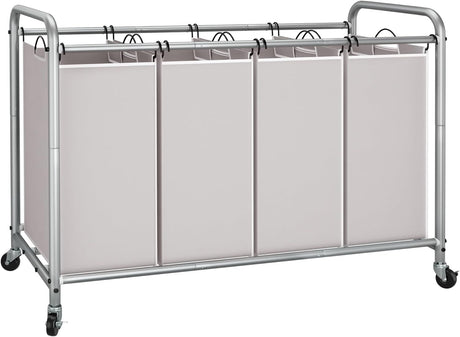 4-Section Laundry Sorter with Removable Bags and Wheels