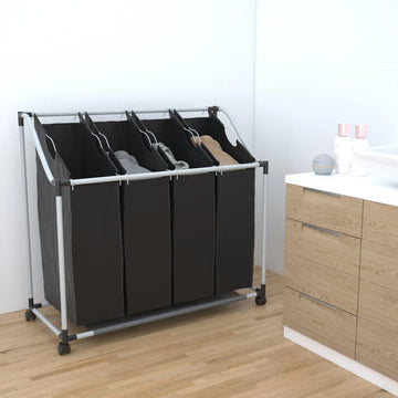 Quad Laundry Sorter with 4 Bags – Smooth-Roll Casters, Easy Sort