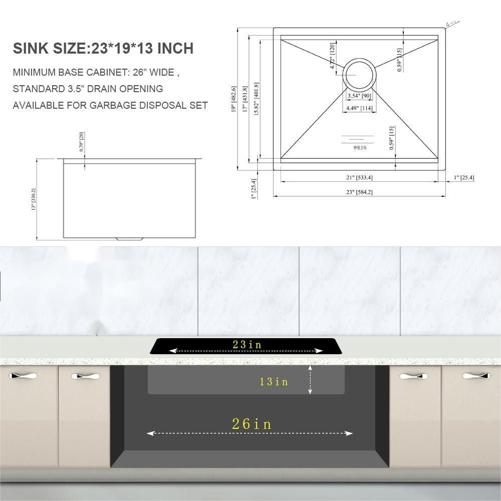 Deep Single Bowl Undermount Laundry Utility Sink with Soundproofing