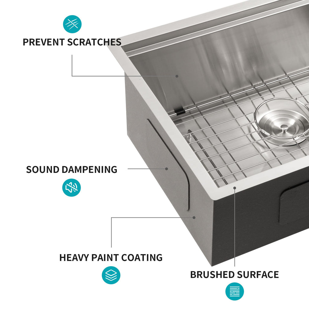 Deep Single Bowl Undermount Laundry Utility Sink with Soundproofing