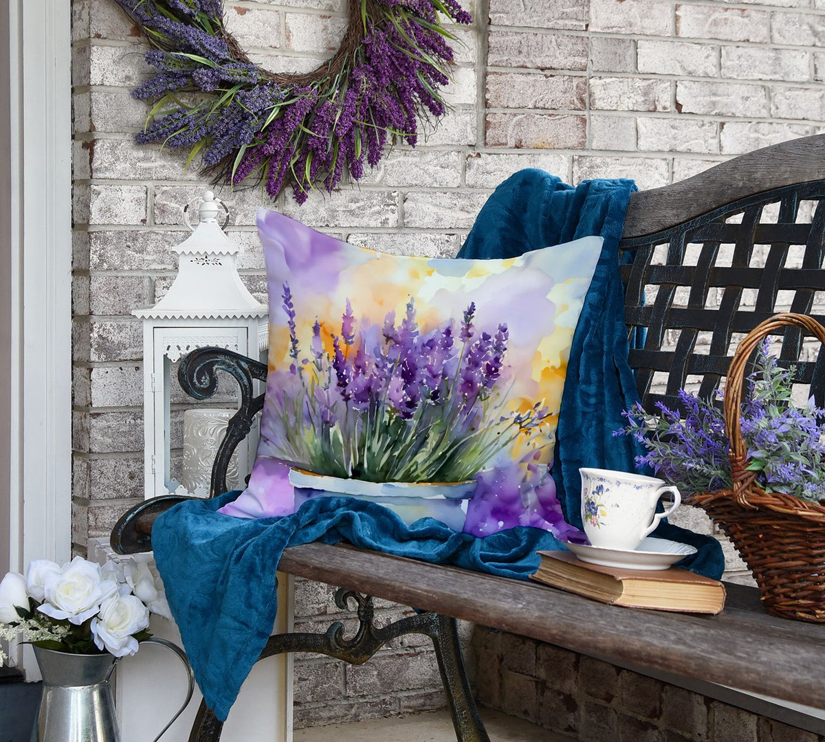 Lavender Watercolor Indoor-Outdoor Throw Pillow
