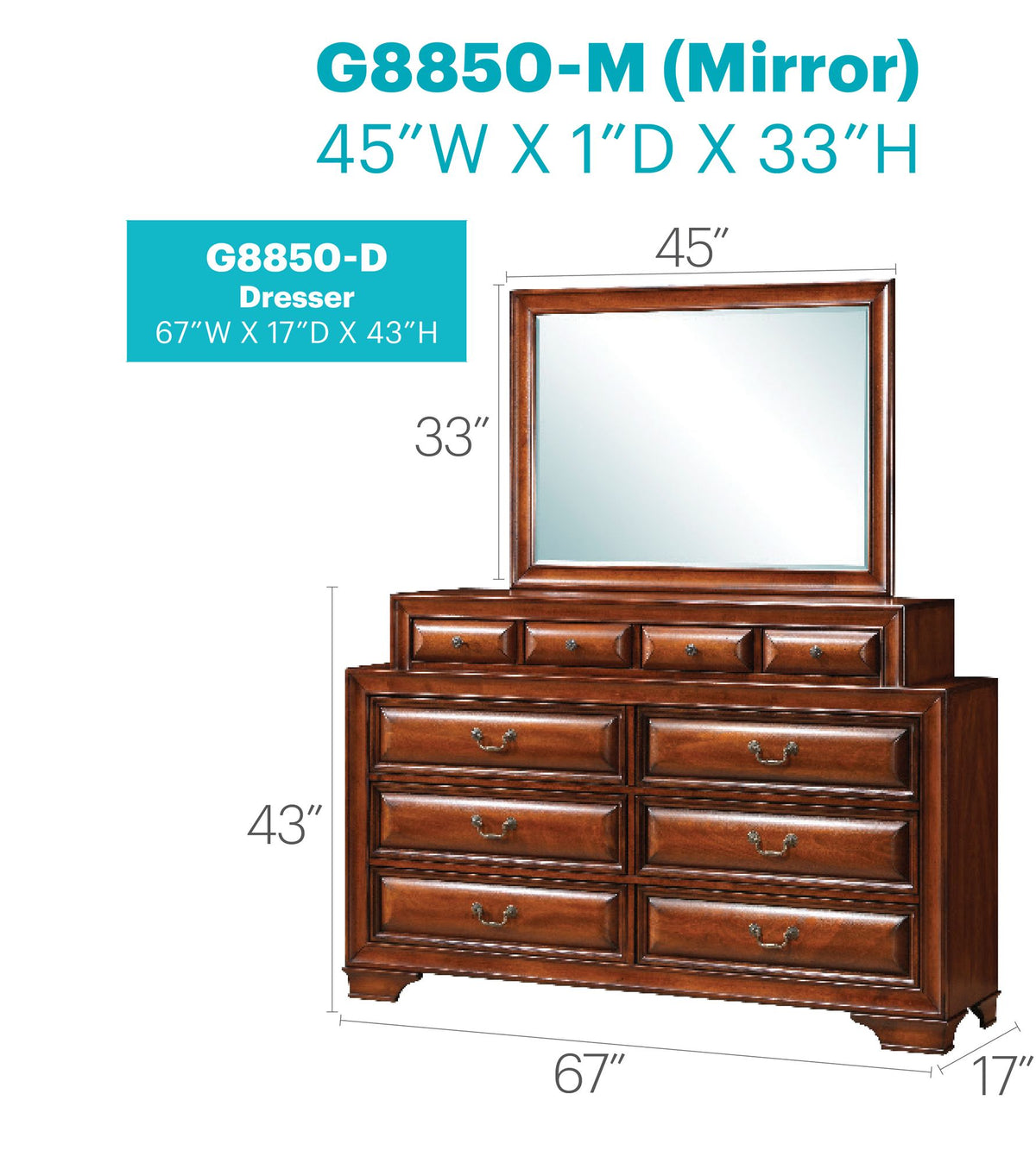 LaVita Oak-Finish Dresser with Jewelry Drawers