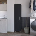 Tall Storage Cabinet with Single Door and 3 Broom Hangers