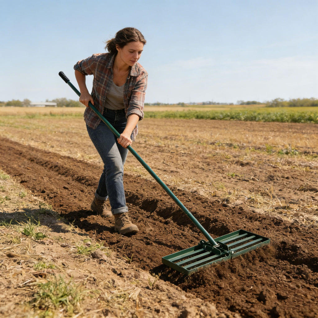 Long-Handle Lawn Rake for Leveling Soil and Sand