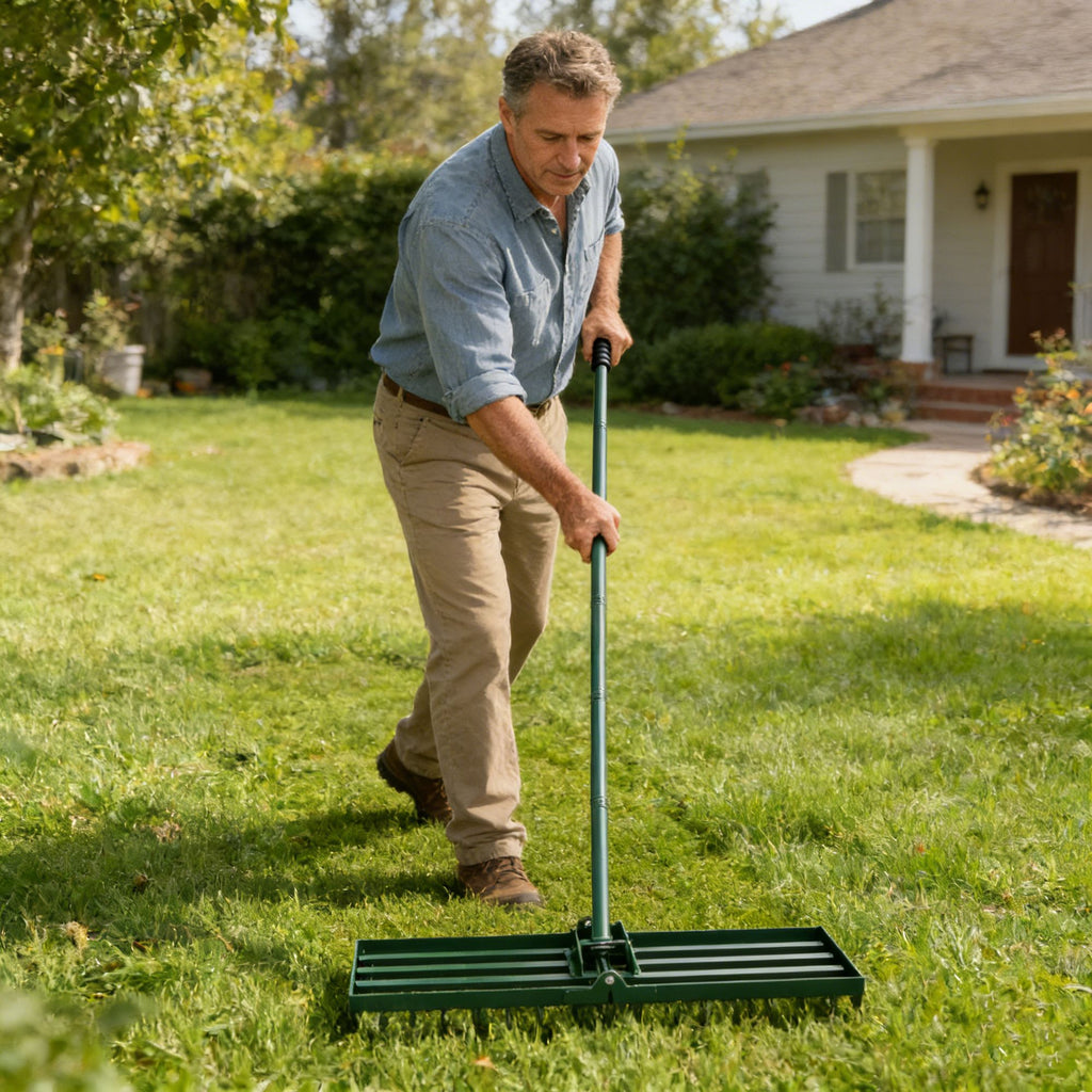 Long-Handle Lawn Rake for Leveling Soil and Sand