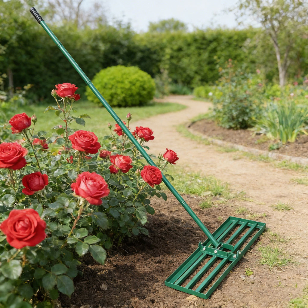 Long-Handle Lawn Rake for Leveling Soil and Sand
