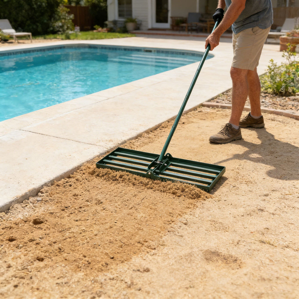 Long-Handle Lawn Rake for Leveling Soil and Sand