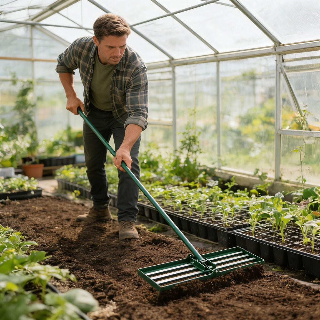 Long-Handle Lawn Rake for Leveling Soil and Sand