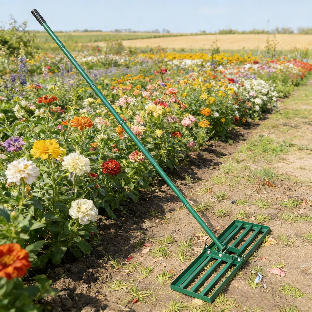 Long-Handle Lawn Rake for Leveling Soil and Sand