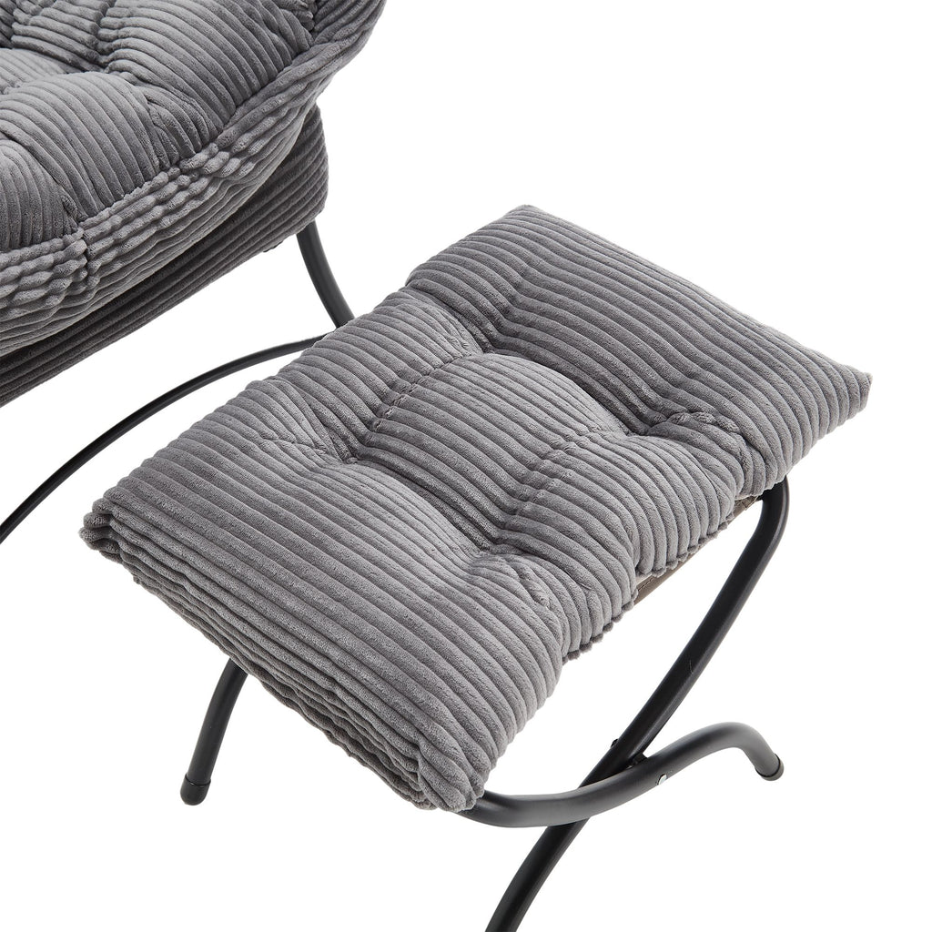 Lazy Chair with Ottoman – Modern Lounge Accent Chair with Side Pocket