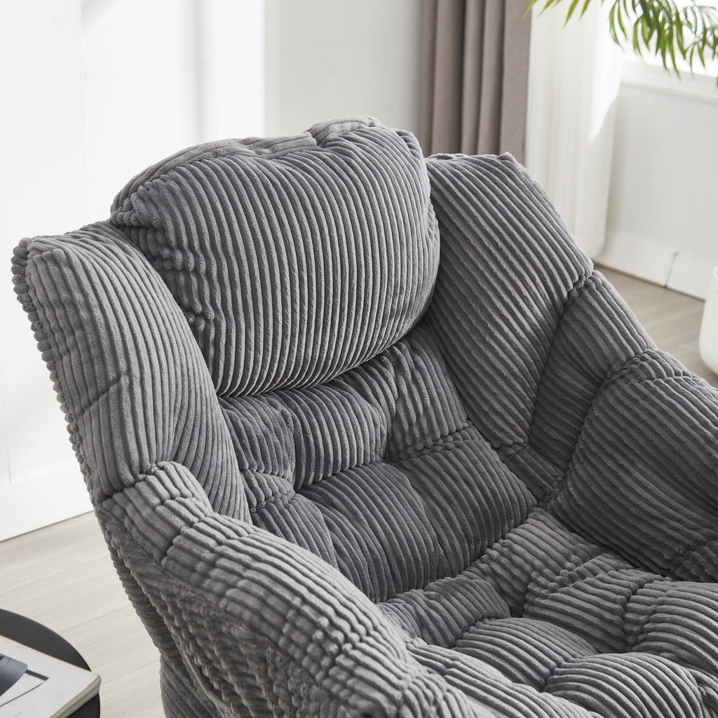 Lazy Chair with Ottoman – Modern Lounge Accent Chair with Side Pocket