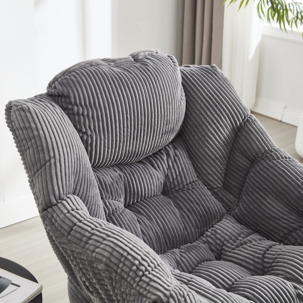 Lazy Chair with Ottoman – Modern Lounge Accent Chair with Side Pocket