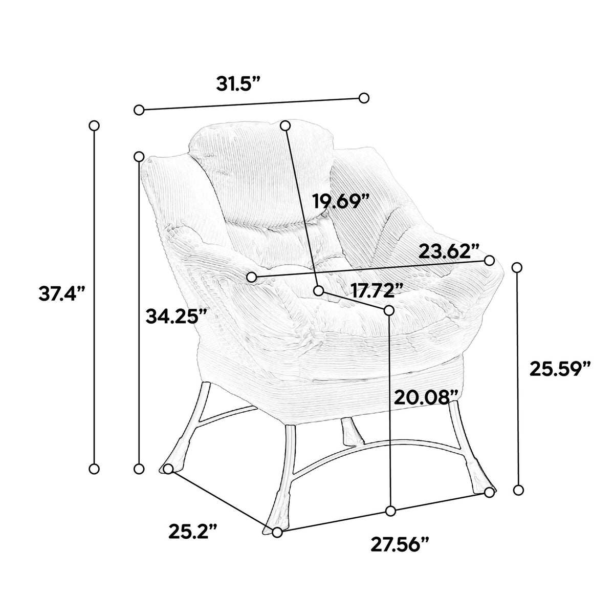 Lazy Chair with Ottoman – Modern Lounge Accent Chair with Side Pocket