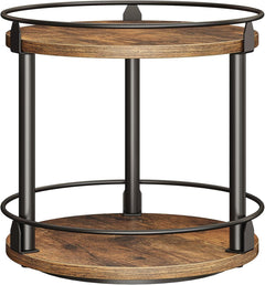 Two-Tier Rustic Lazy Susan Spice Rack Organizer