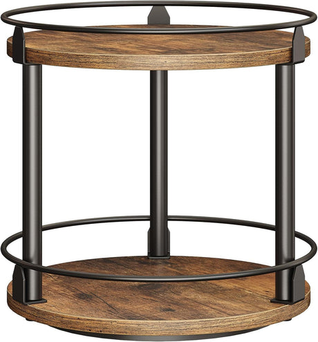 Two-Tier Rustic Lazy Susan Spice Rack Organizer