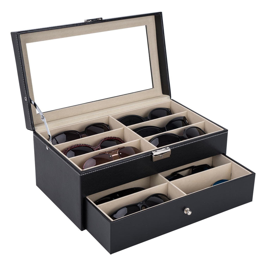 Black Lockable Eyeglasses and Jewelry Display Case