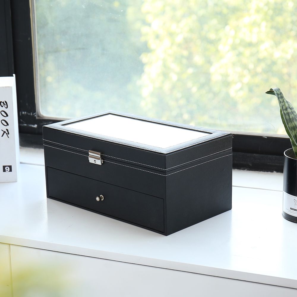 Black Lockable Eyeglasses and Jewelry Display Case