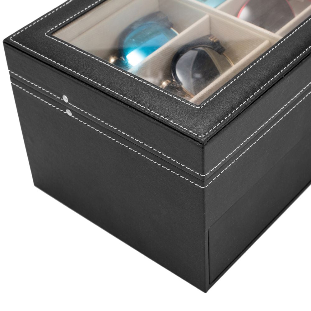 Black Lockable Eyeglasses and Jewelry Display Case