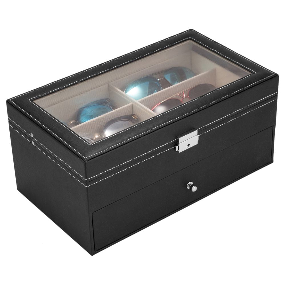 Black Lockable Eyeglasses and Jewelry Display Case