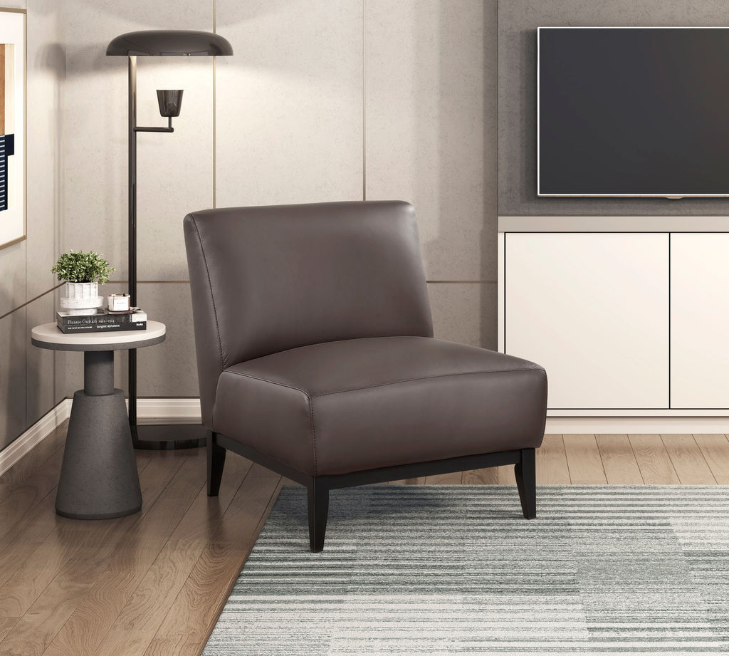 100% Top Grain Leather Accent Chair with Solid Wood Frame