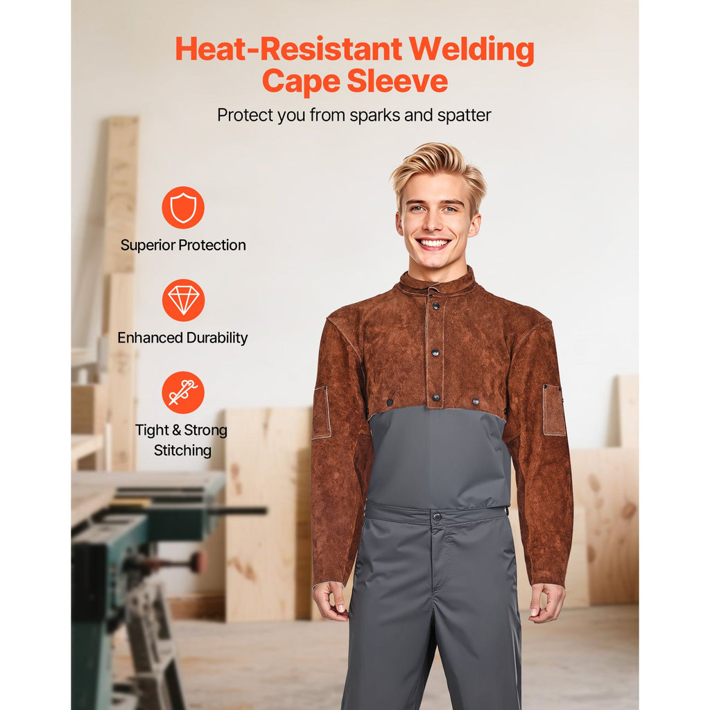 Workshop Welding Cape Sleeve with Adjustable Fit and Tool Pockets