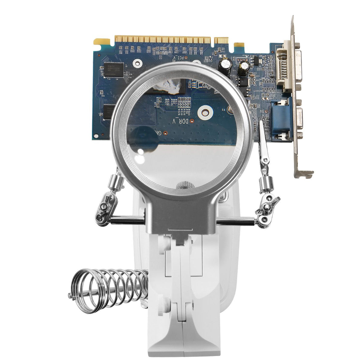 Double-Sized Optical Magnifying Lens with LED Light and 360° Adjustable Third Hand Soldering Vise
