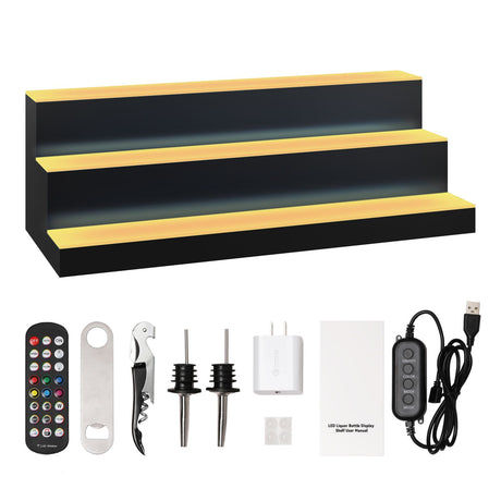 Multicolor Lighted Bottle Display for Bar Settings