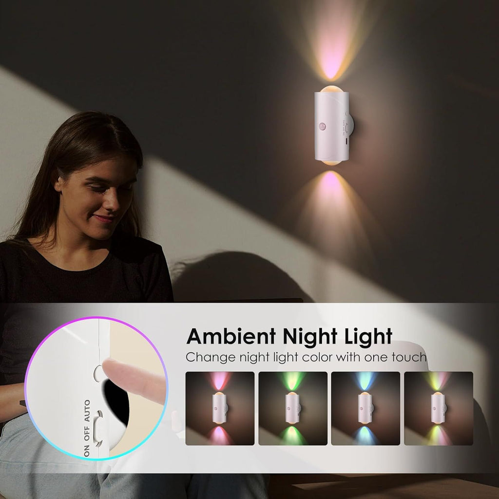 Rechargeable Motion-Sensor Night Lights with Magnetic Mounting