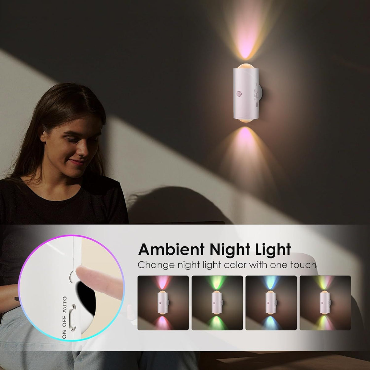 Rechargeable Motion-Sensor Night Lights with Magnetic Mounting