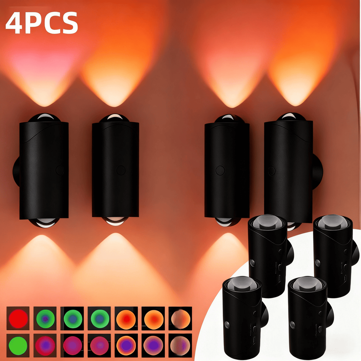 Rechargeable Motion-Sensor Night Lights with Magnetic Mounting