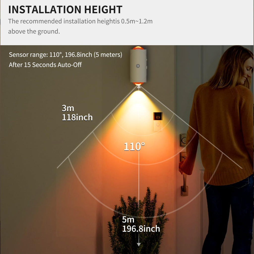 Rechargeable Motion-Sensor Night Lights with Magnetic Mounting