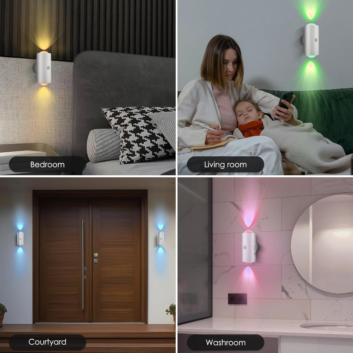 Rechargeable Motion-Sensor Night Lights with Magnetic Mounting