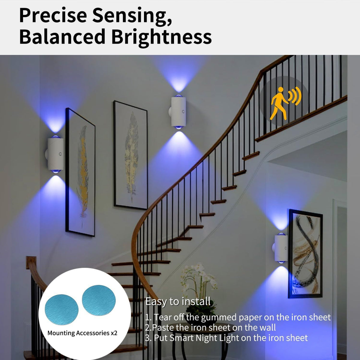 Rechargeable Motion-Sensor Night Lights with Magnetic Mounting