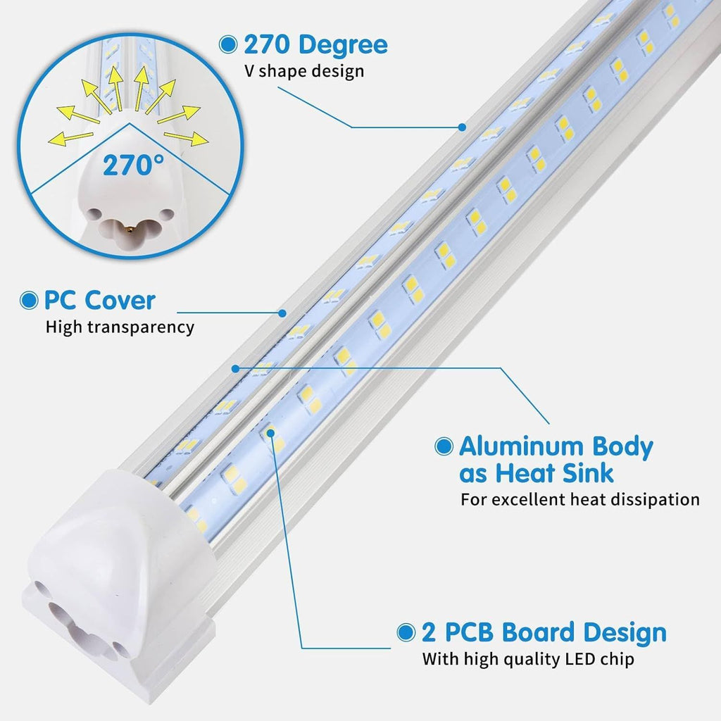 Led Shop Lights,Led Shop Lights 50W 6500K 7000LM Clear White,Shop Light 110V Linkable Integr