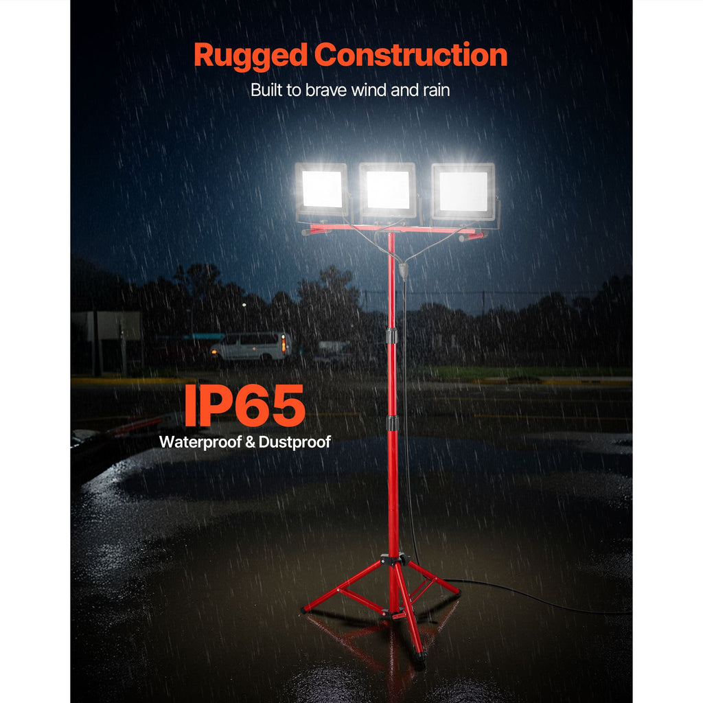 Three-Head LED Work Light with Adjustable Stand