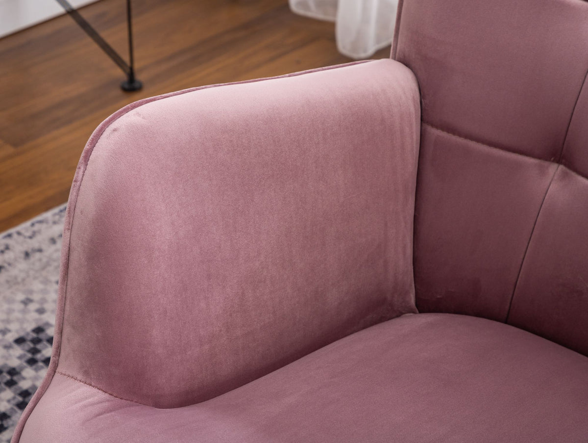Leiria Contemporary Tufted Accent Chair with Ottoman, Mauve